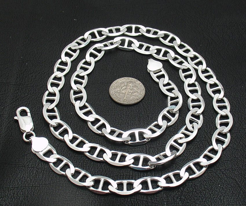 24″ 8mm Mariner Anchor Link Necklace Chain Real Solid 925 Sterling Silver