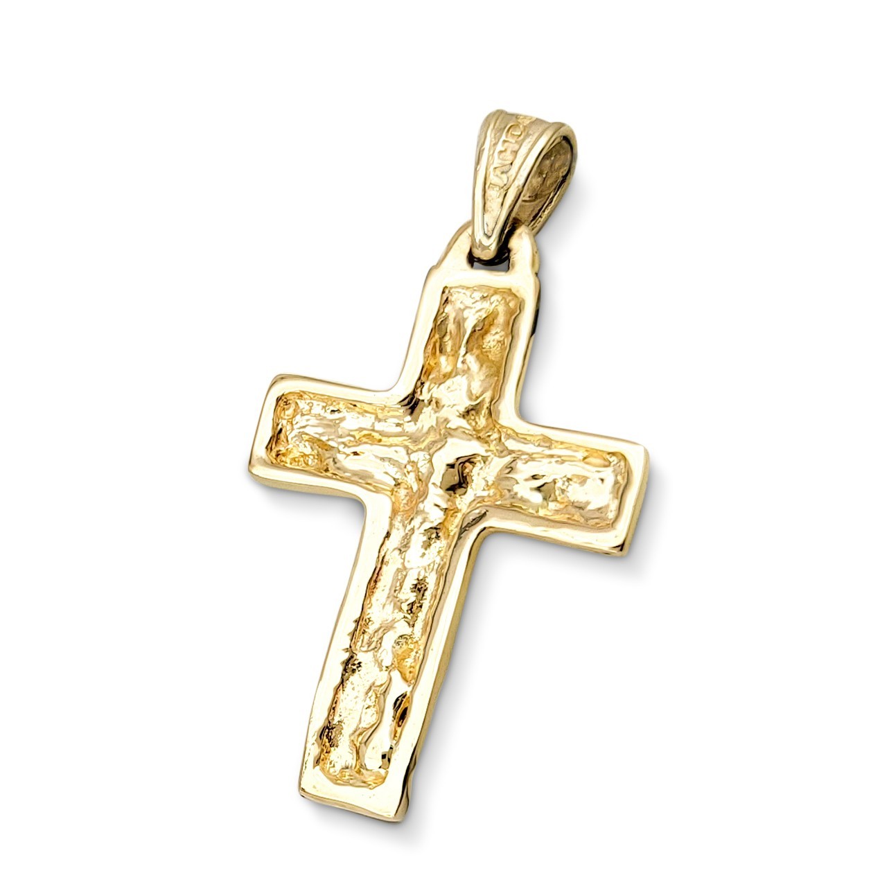 Real 10K Yellow Gold Nugget Cross Handcarved Mens Gold Cross Pendant All Sizes