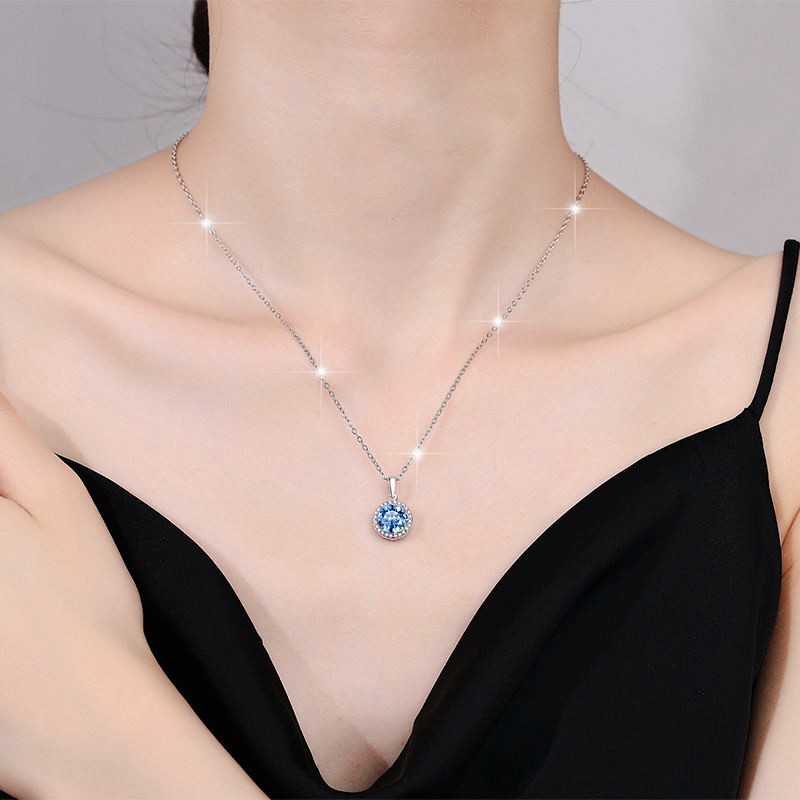4.00 CT Round cut Shaped Moissanite Pendant 14K white Gold Plated free chain