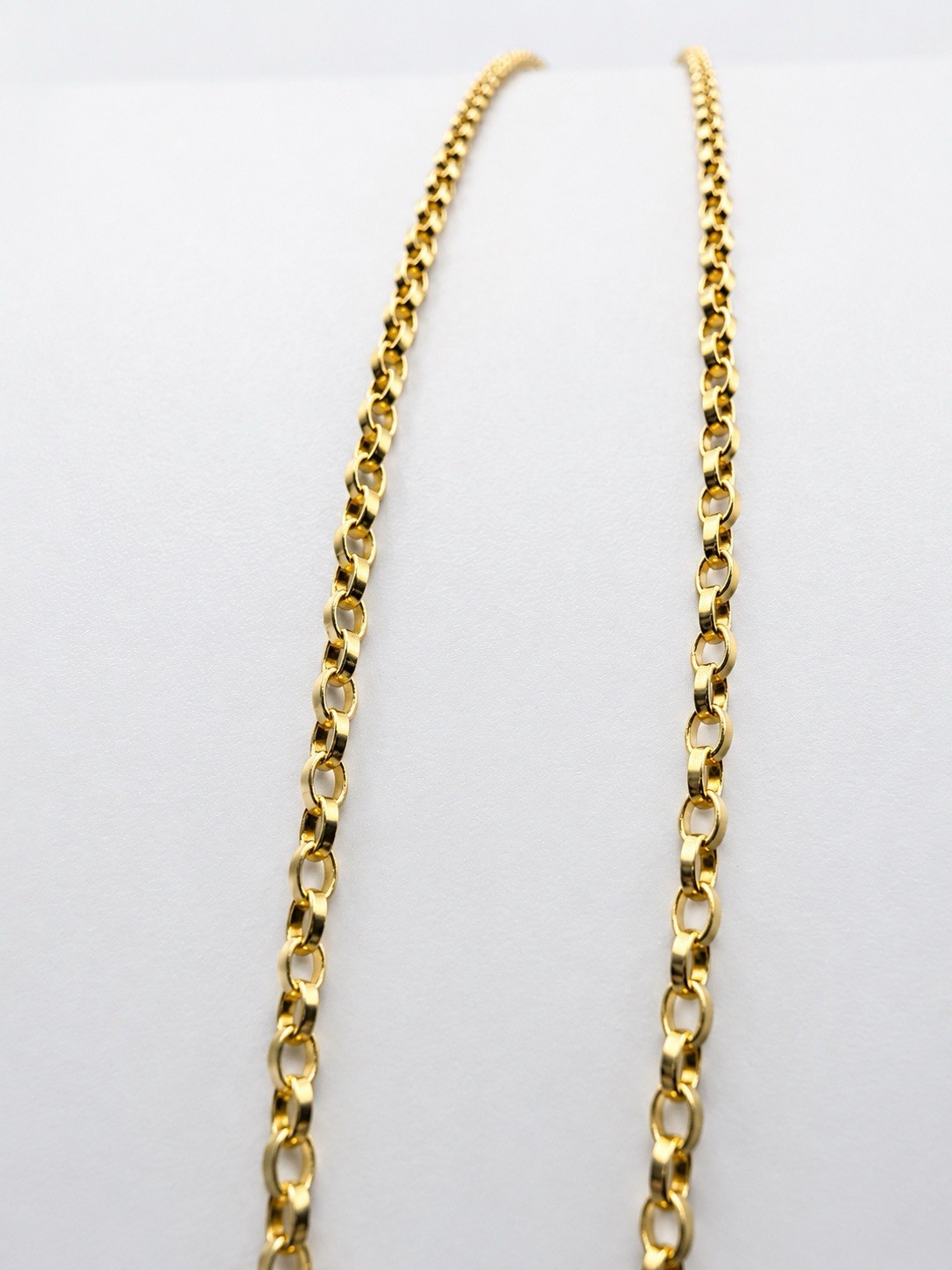 14K Solid Gold Rolo Chain Necklace, Dainty Pendant Chain 1.1mm