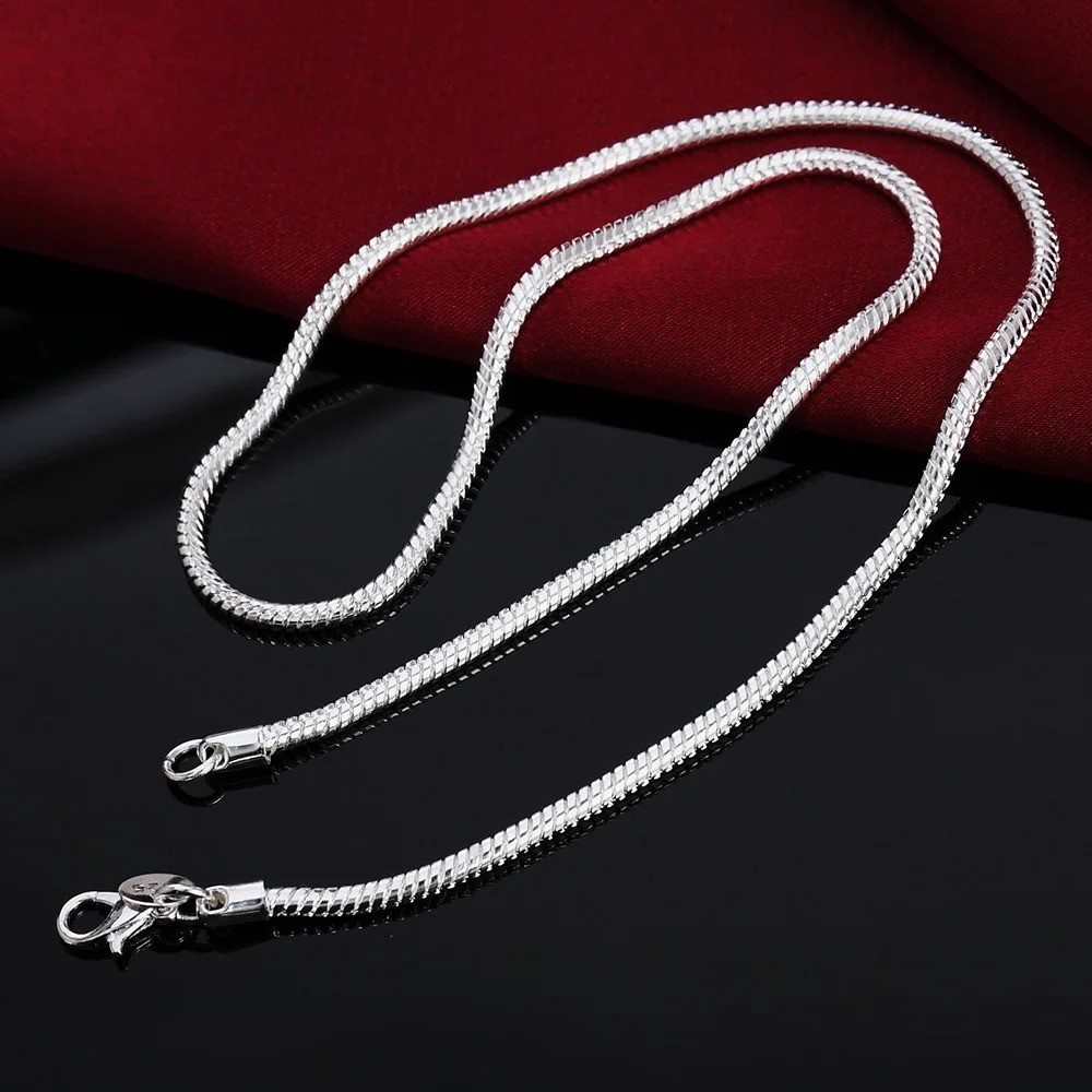 40-75Cm 925 Sterling Silver 1MM/2MM/3MM Solid Snake Chain Necklace for Men Women