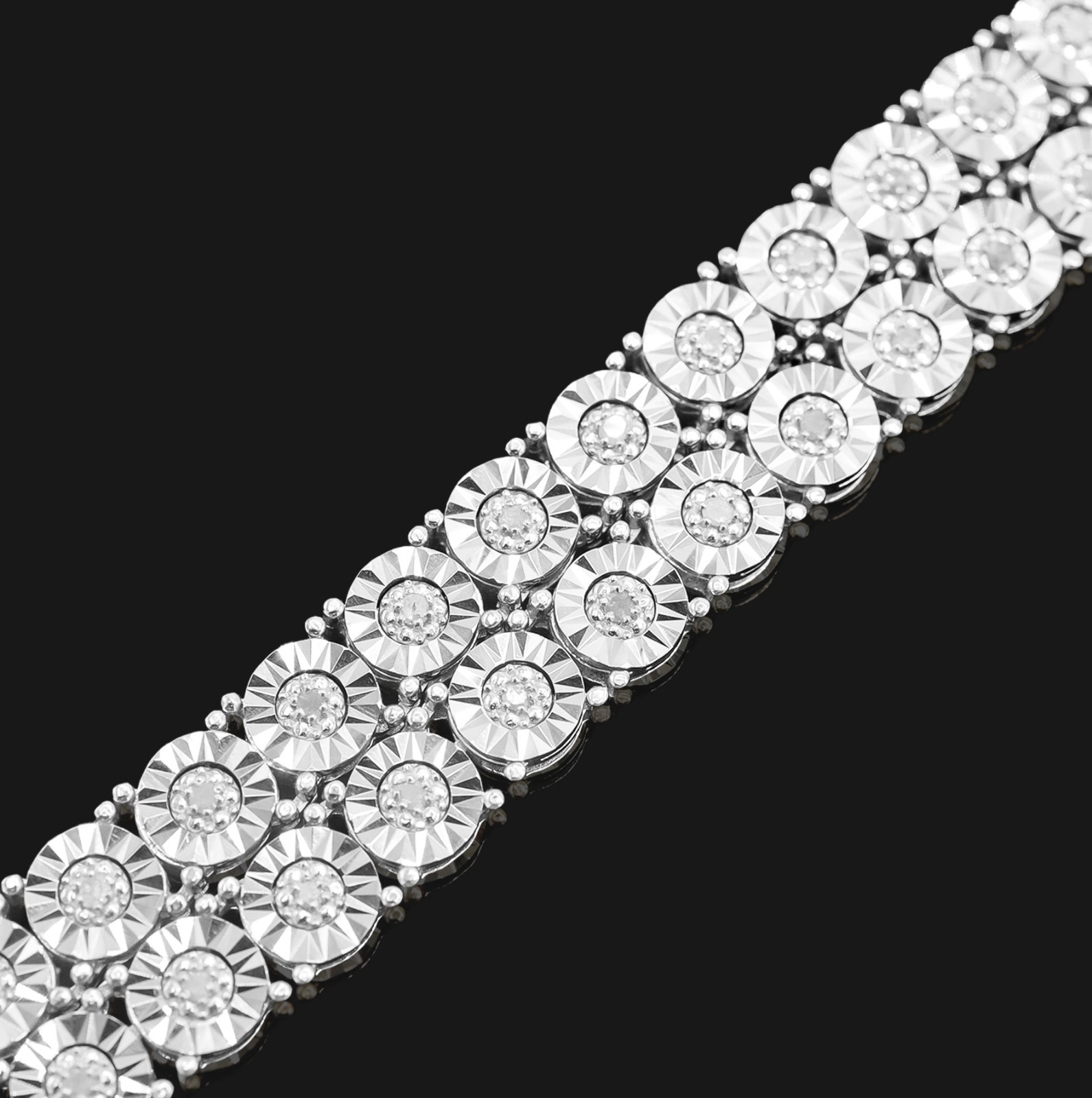 925 Silver 2.75CTW Illusion Setting 22 Inches Tennis Chain Necklace 35 grams