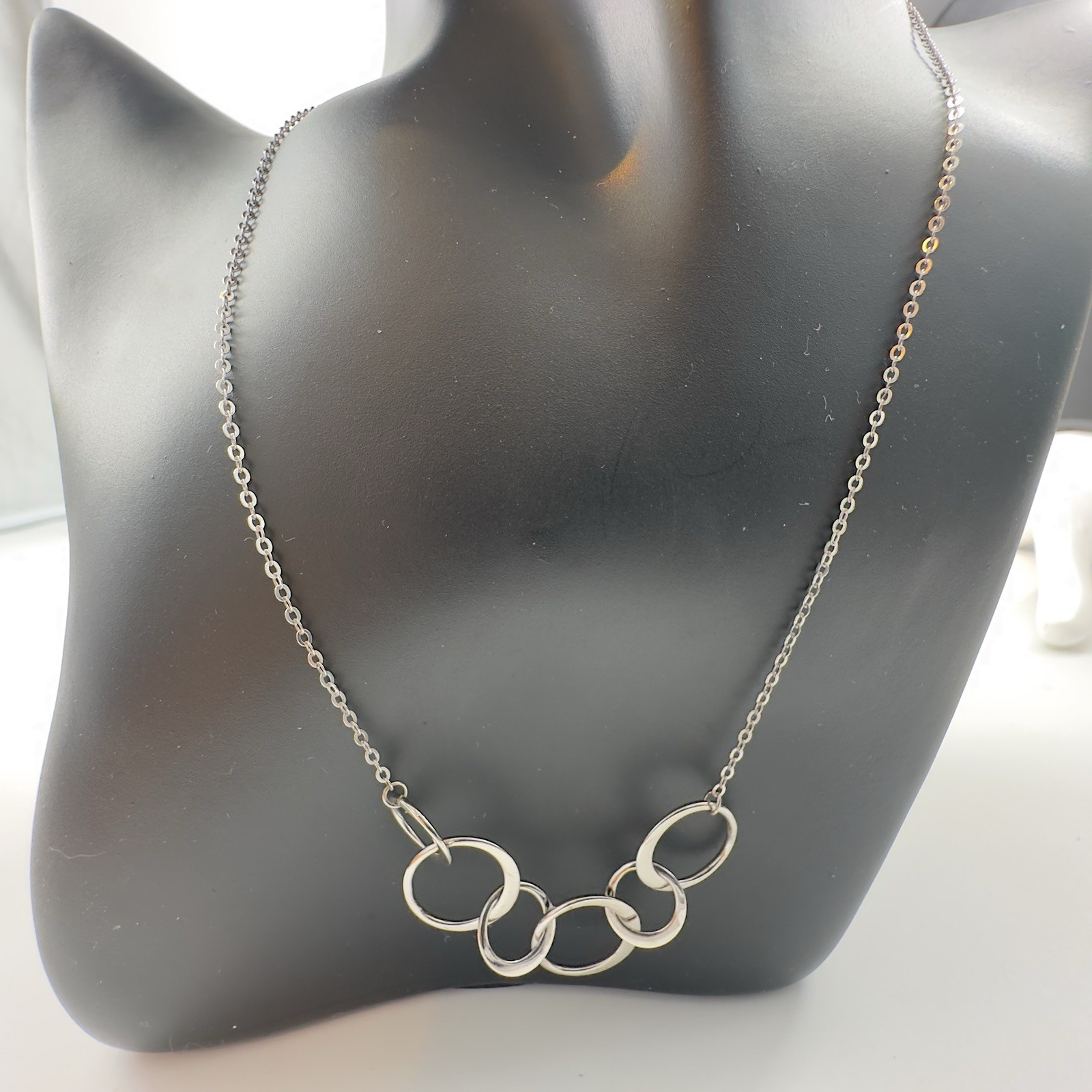 Sterling Silver 925 “Silver Six” Circle Pendant Necklace 16-18” 60th Birthday