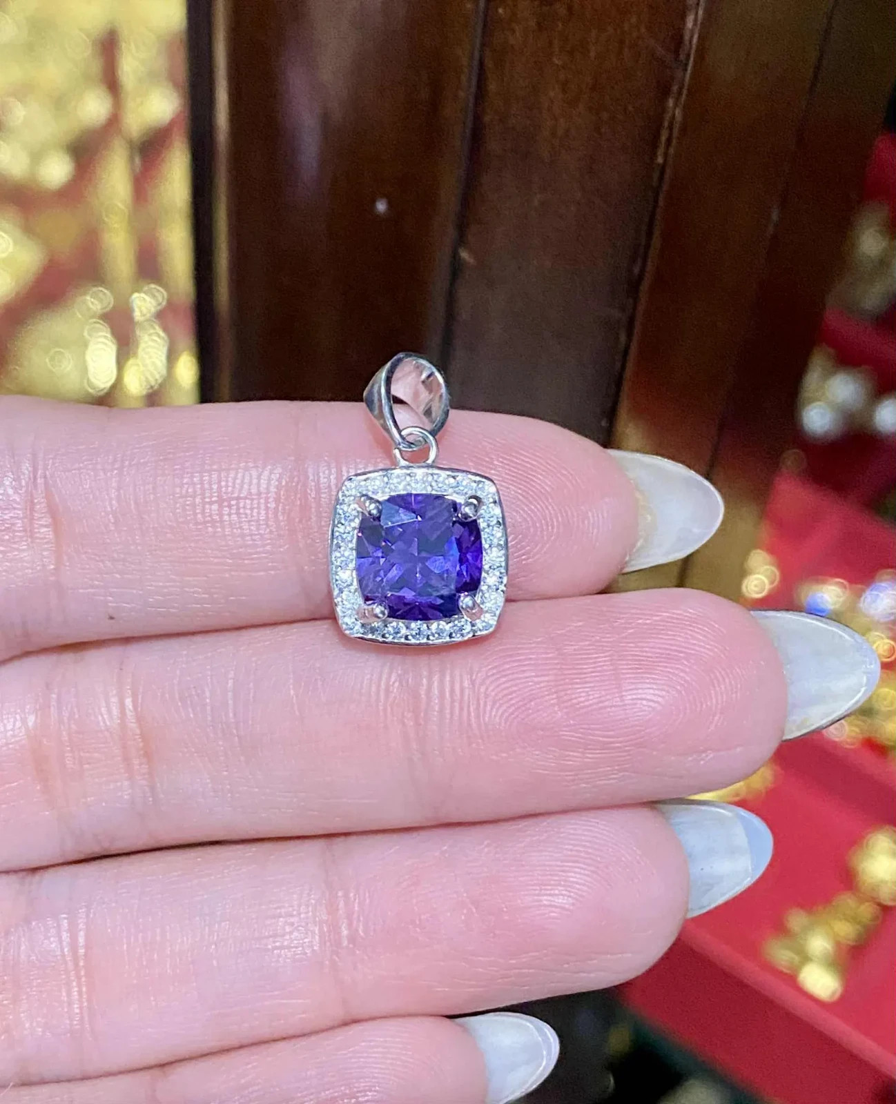 3.50 Ct Cushion Cut Natural Sapphire Diamond Gorgeous Pendant 14K White Gold