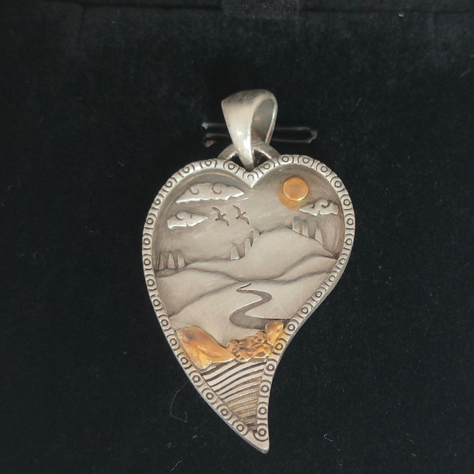 Nature Rustic Landscape Pendant Handmade Charm Jewelry Silver with box