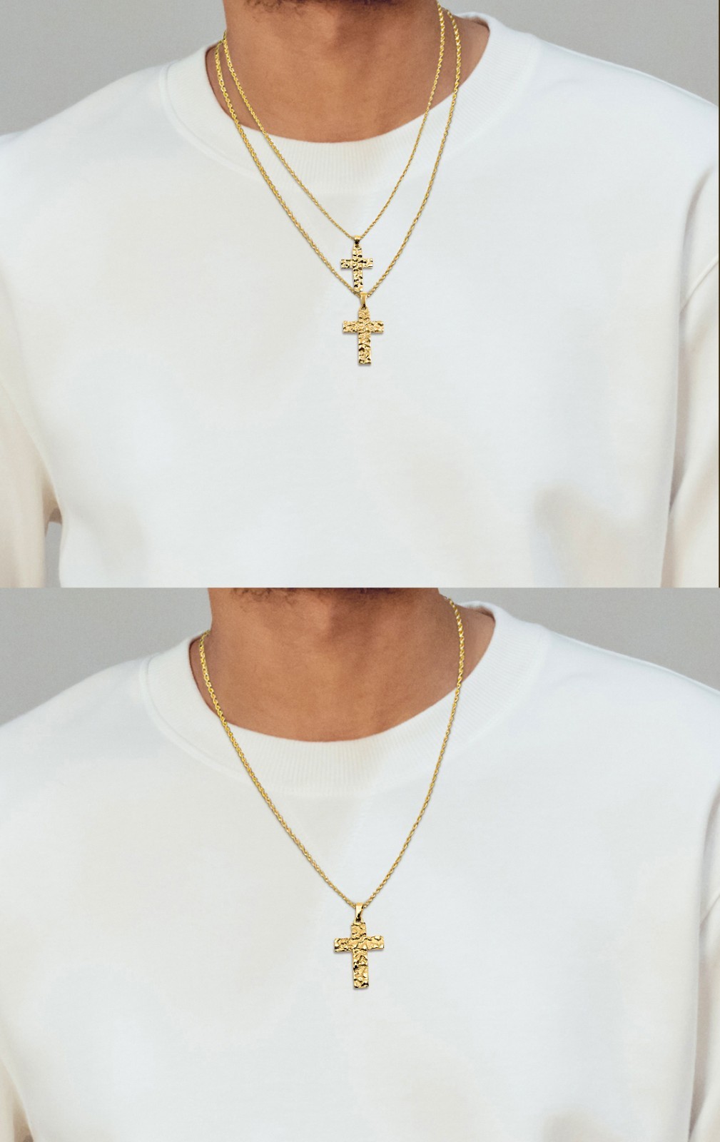 Real 10K Yellow Gold Nugget Cross Handcarved Mens Gold Cross Pendant All Sizes