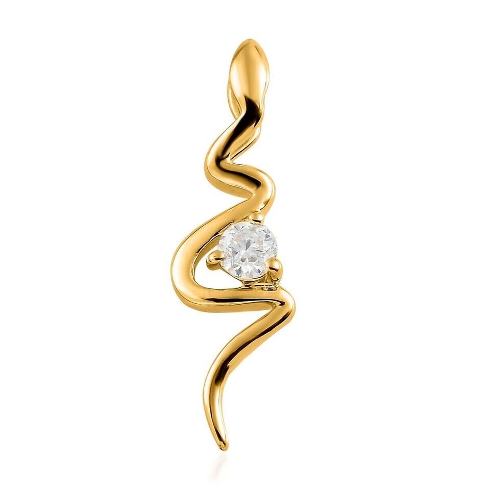 Snake Tiny Shape Pendant 925 Sterling Silver 1.22Ct Round Cut Real Moissanite