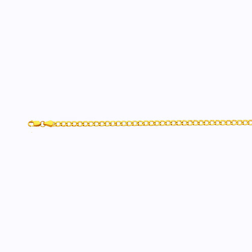 14k Yellow Gold 3.5mm Curb Chain Necklace Size 16″-30″ Hollow
