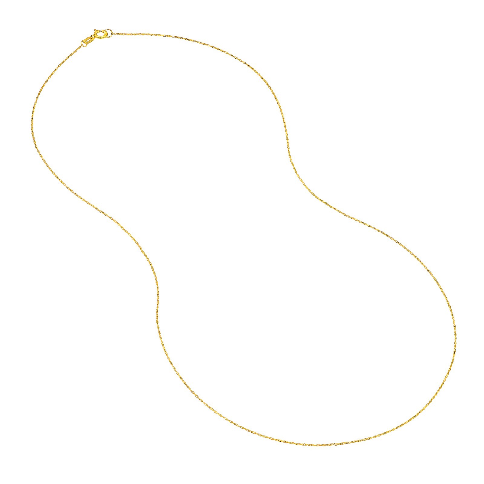 0.65mm Pendant Rope Chain with Spring Ring Clasp Real 14K Yellow Gold ALL SIZES