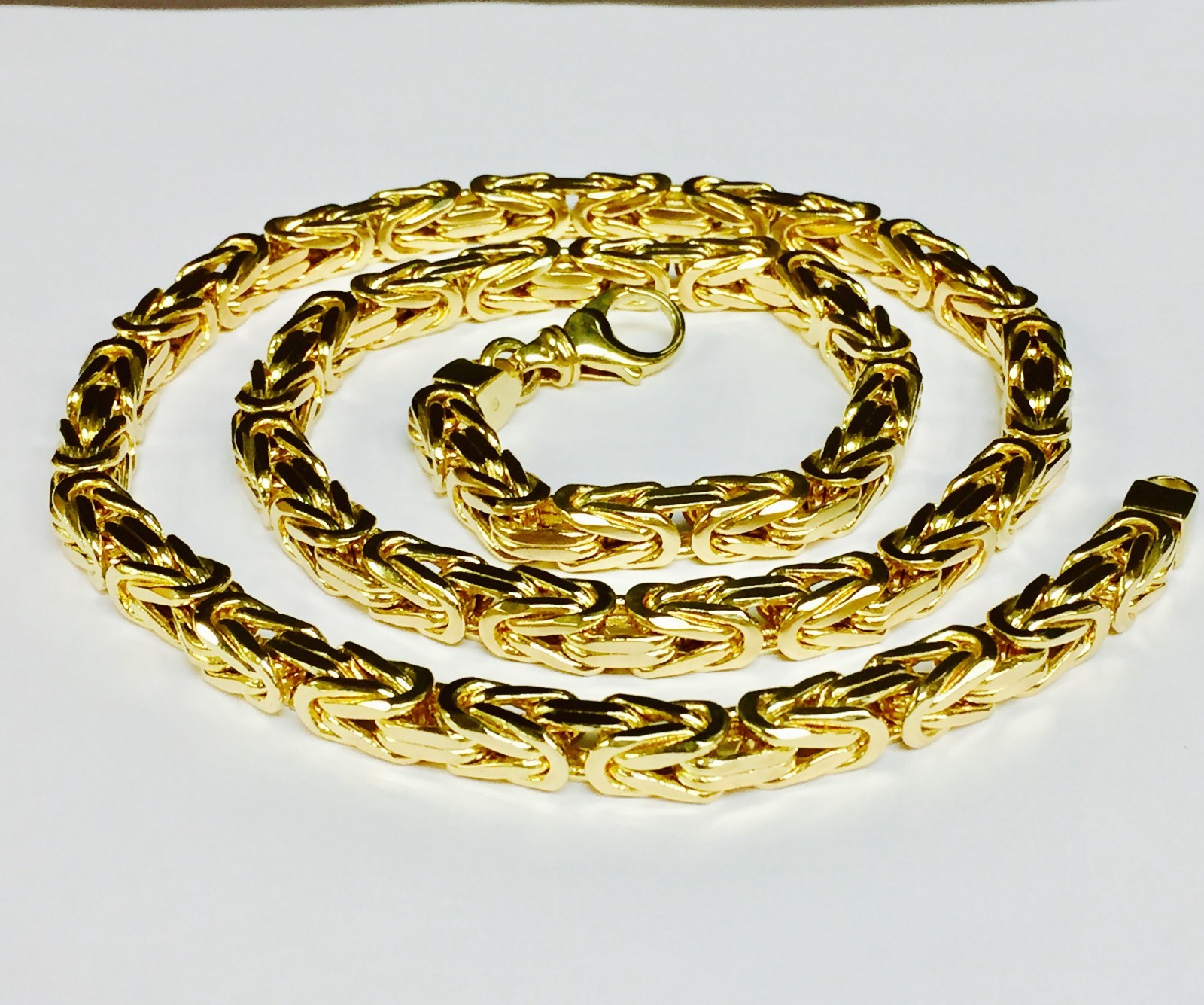 14k Yellow Gold 26″ Solid Byzantine Square Super 6.7mm 200 Grams Chain/Necklace