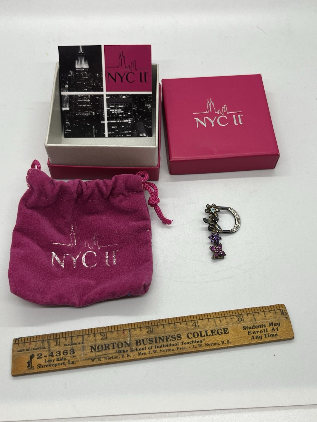 NYC II Jewelry Sterling Silver And Enamel P Pendant And Original Box Package!