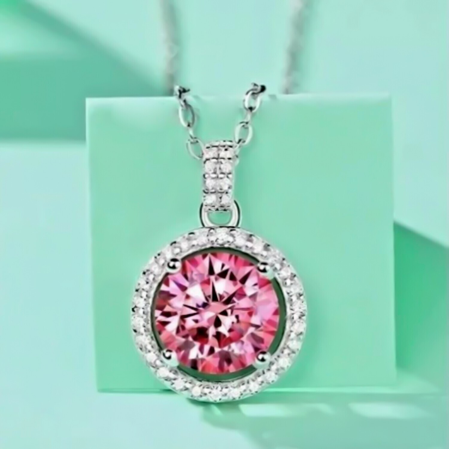 2.50Ct Certified Pink Diamond Pendant in 925 Silver Romantic Gift for Birthday
