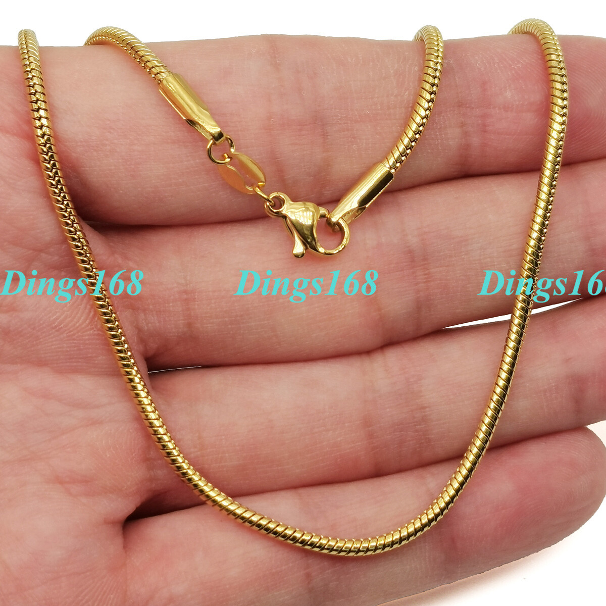 Designer Inspired Genuine 18K Gold Filled Italian Snake Chain Necklace 16″~ 38″