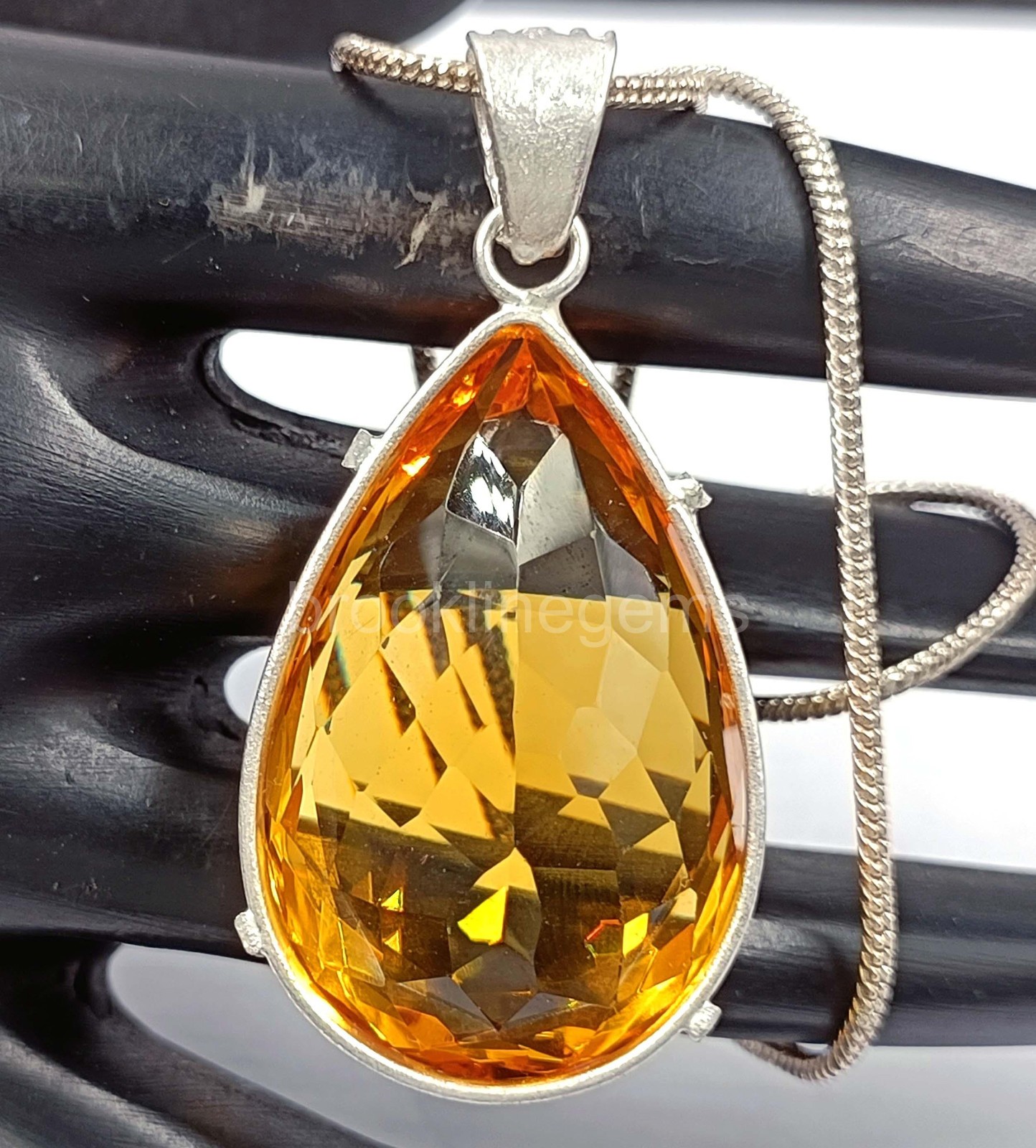 EGL Certified 98.65 Ct Yellow Sapphire Pendant in 925 Sterling Silver Gems 5OSS