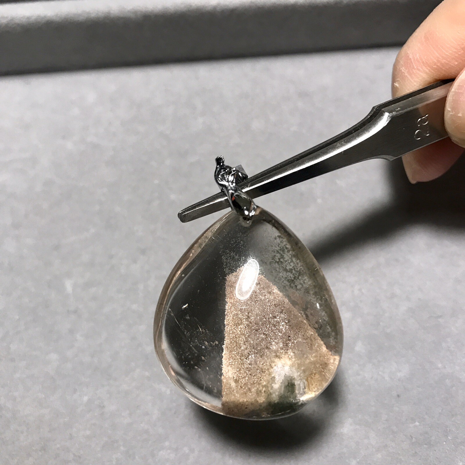 US SELLER Natural Brown Phantom Quartz Pendant Teardrop Brazil Crystal Gem Stone