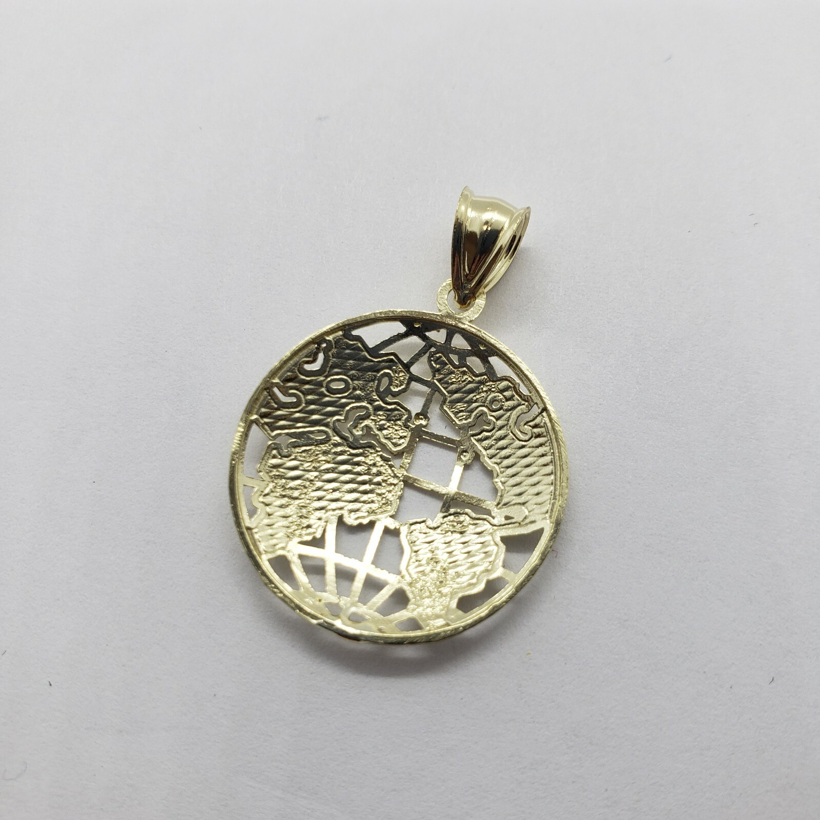 Authentic 10K Yellow White Real Gold Diamond Cut Globe Pendant Men Women 3 Sizes
