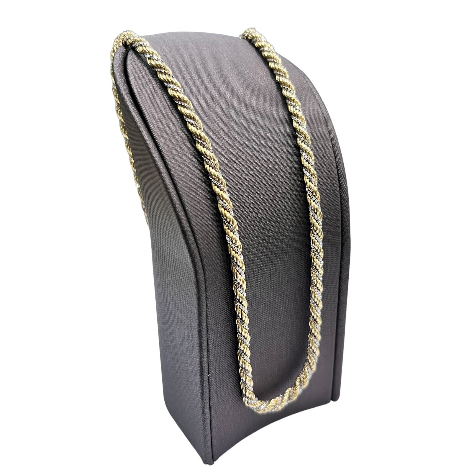 18ct 18K Two Tone Gold Italian Rope Link Chain Necklace 30.54 Grams 70cm. New