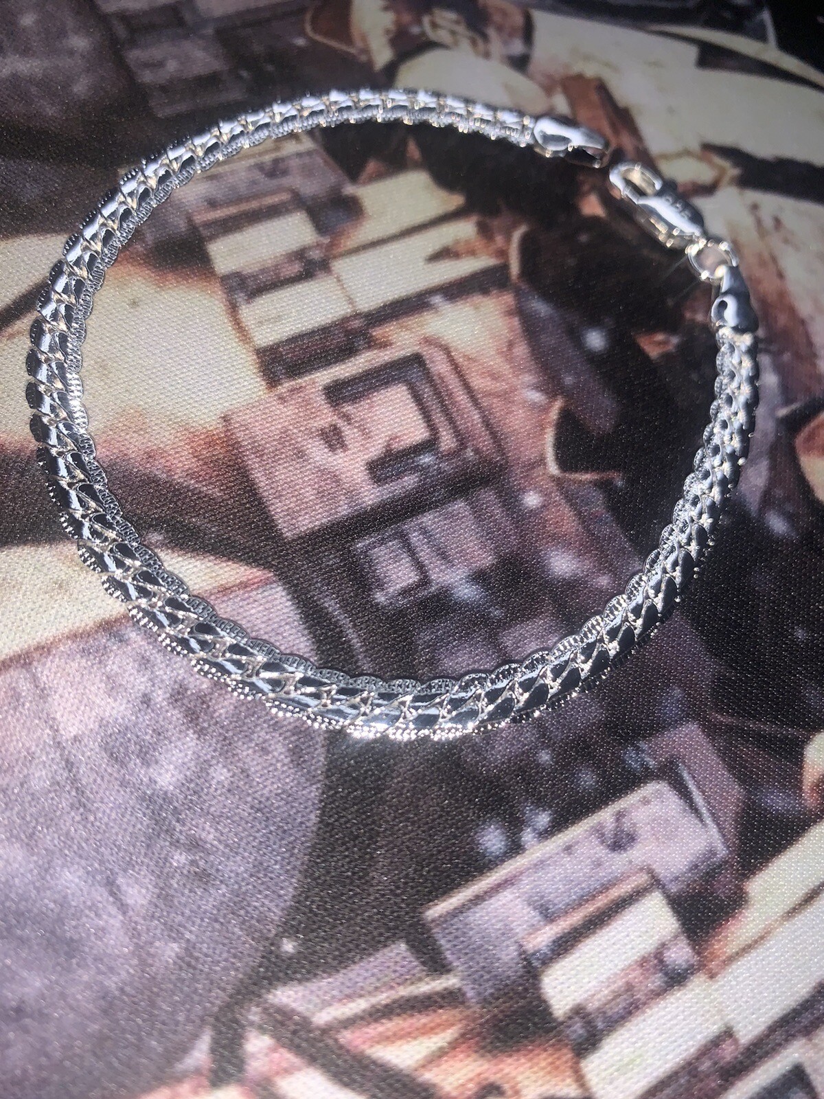 Brand New S925 Sterling Silver Chain Bracelet 7.8 Inches Long 6mm Wide Unisex
