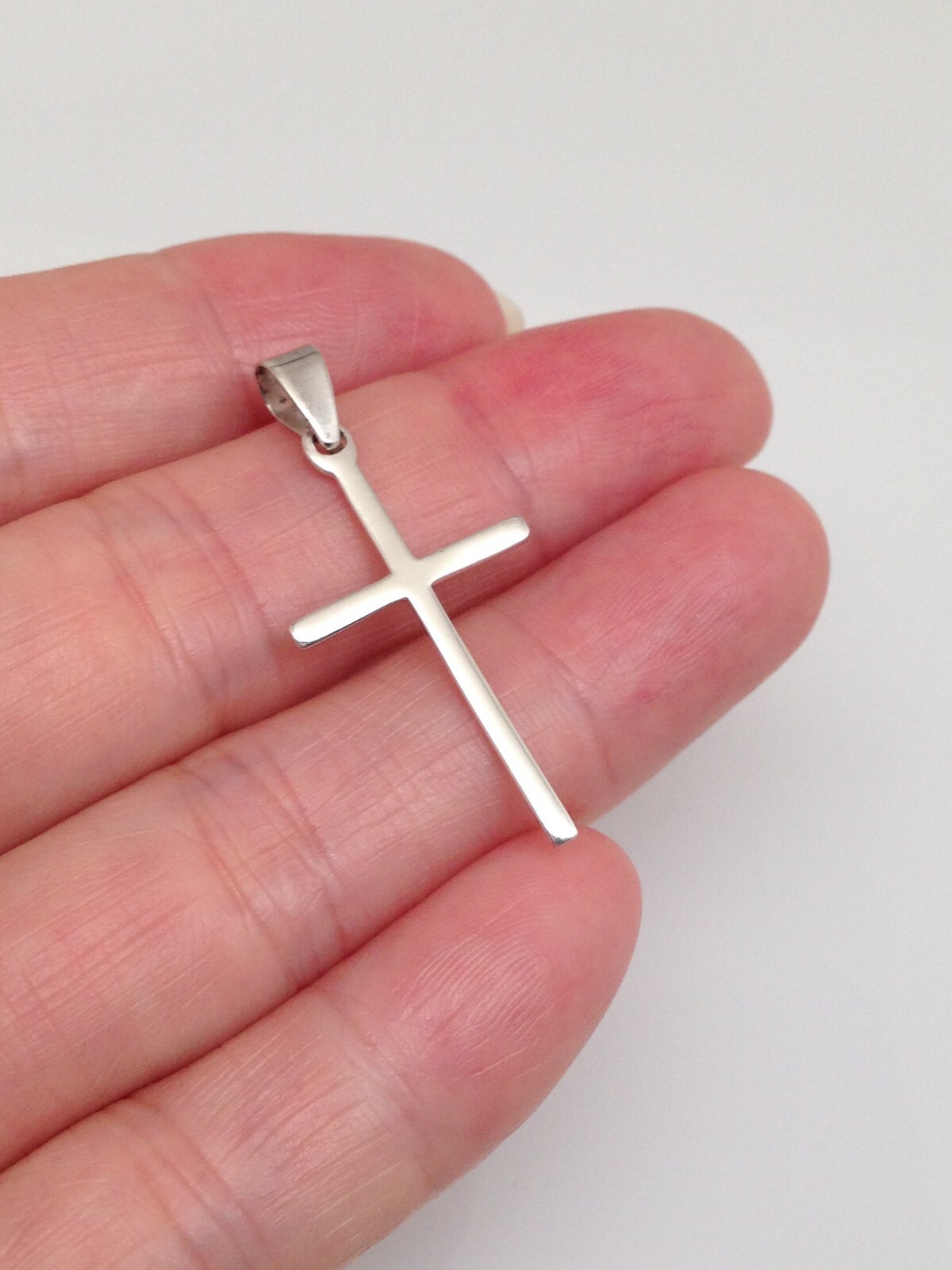 925 Sterling Silver Small Plain Cross Pendant Mens Womens 26mm(1.02″)/33mm(1.3″)