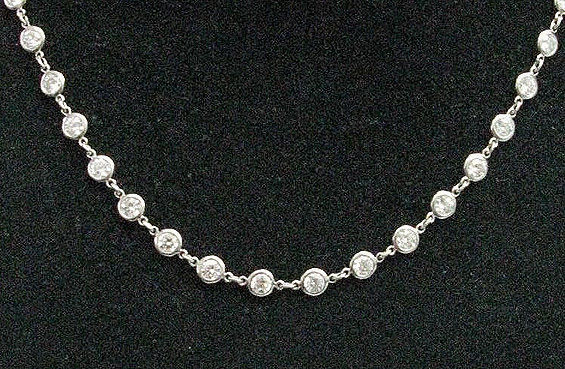 4.60 ct Round Diamond By The Yard 14k White Gold Necklace 46 x 0.10 ct each 16″