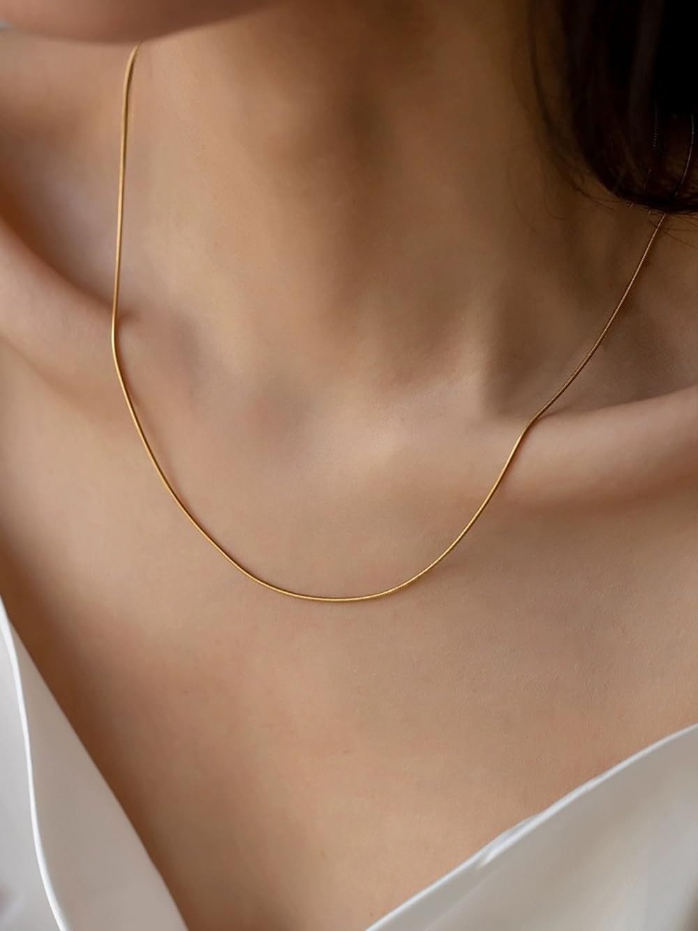 Gold Plated Thin Chain Layered Necklaces For Women Non Tarnish,Gold Plated St…