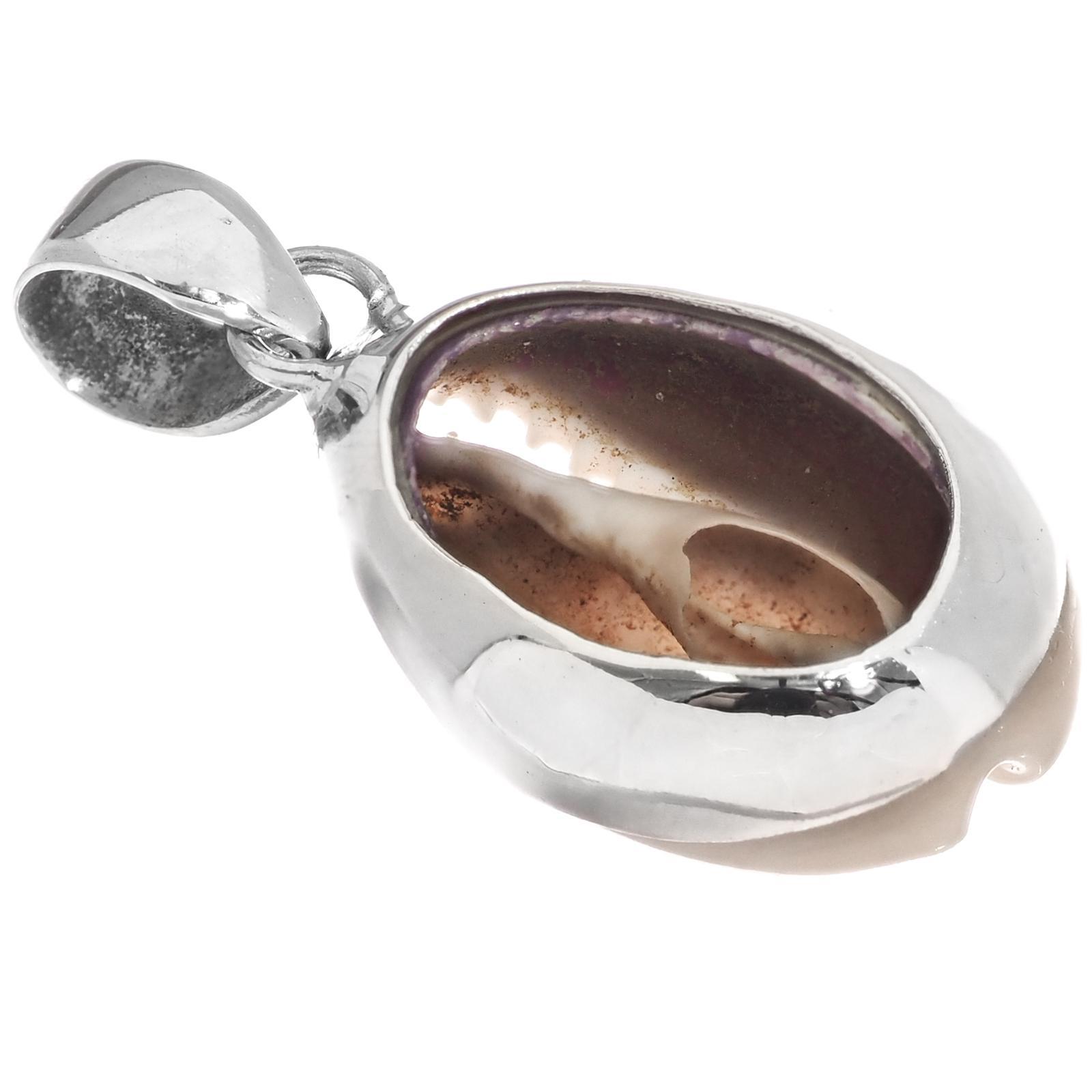 925 Sterling Silver Beach Tropical Cowry Shell Sterling Pendant, 1 1/4″