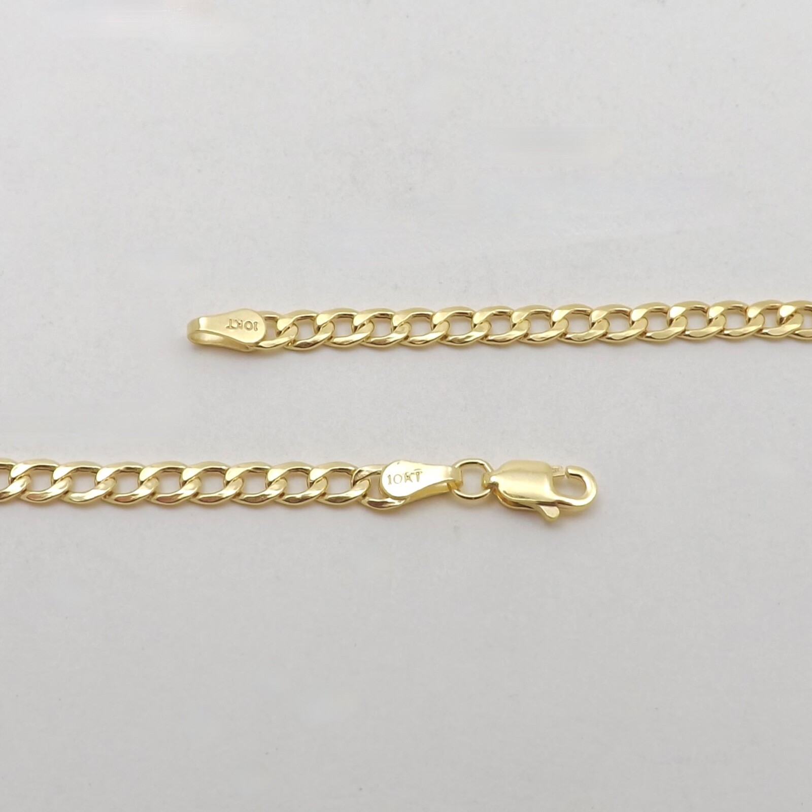 Solid 10k Gold Cuban Curb Link Pendant Chain Necklace 3.4mm 18in New