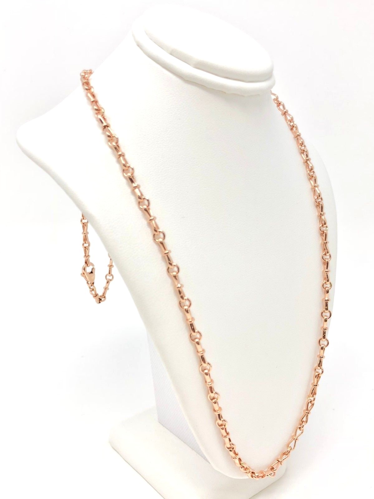14k Rose Gold Solid Handmade Bow Fashion Link Chain Necklace 22″ 3.5mm 23.5grams
