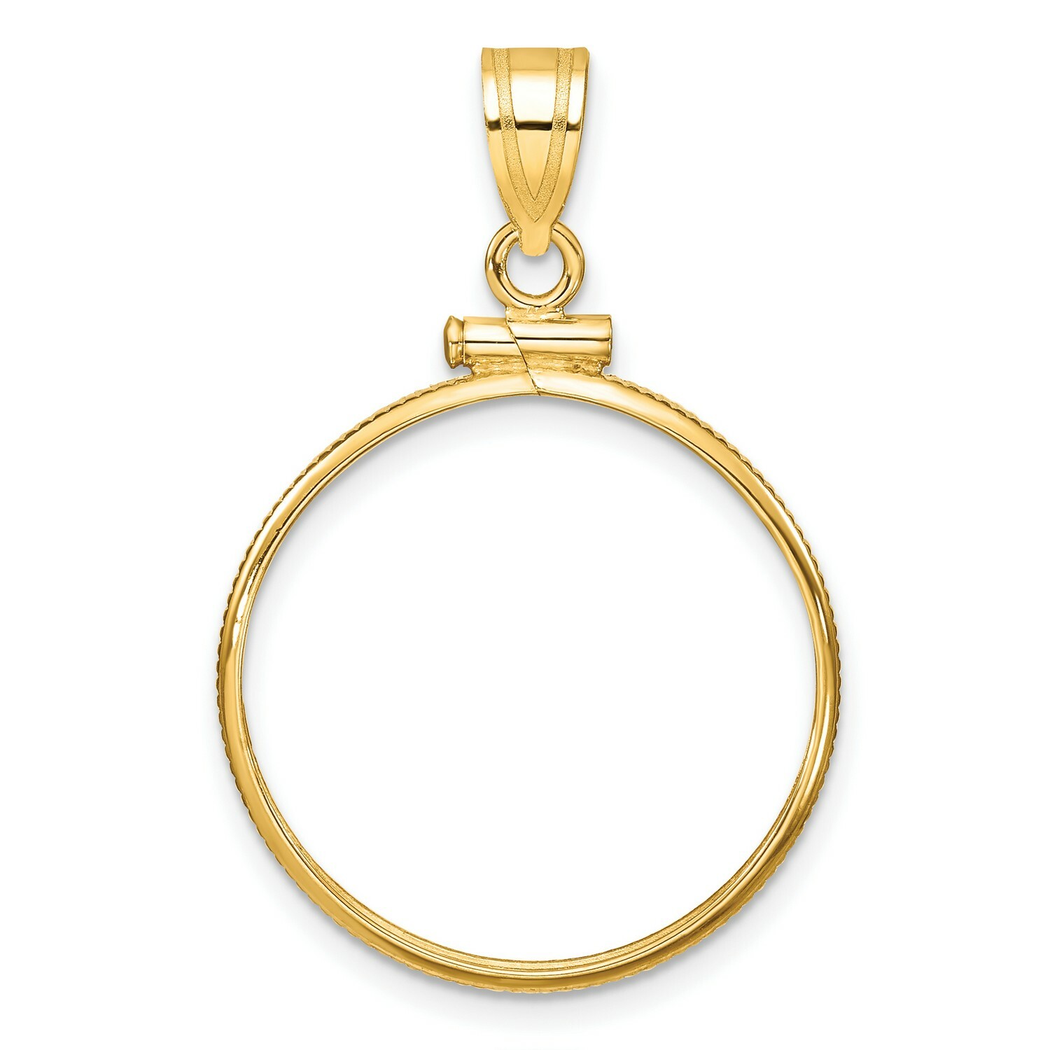 1840-1908 US $5 Liberty Half Eagle Screw Top Reeded Border Coin Bezel 14k Gold