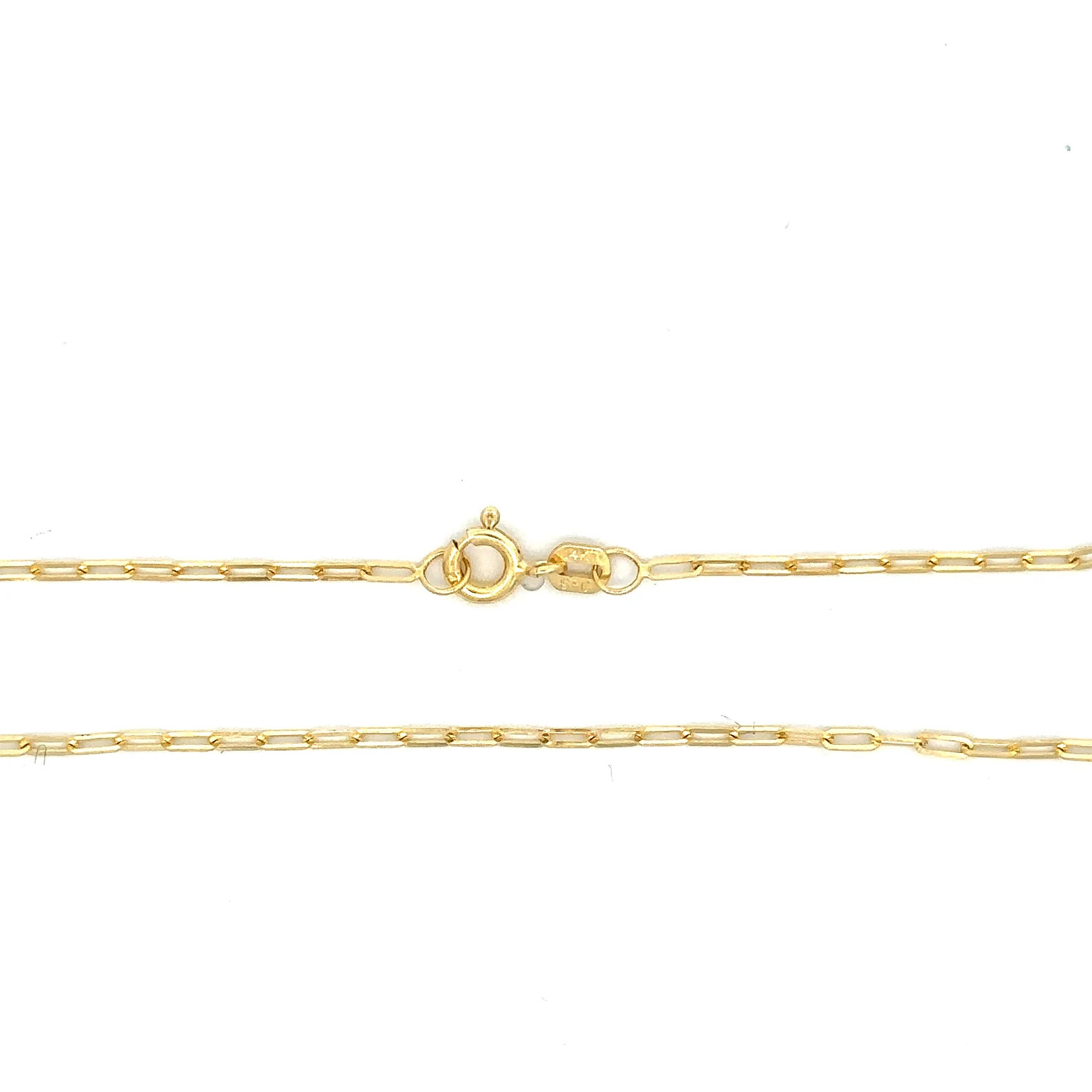 14k Gold Chain 1.5mm Solid Necklace Paper Clip Chain 14″ 16″ 18″ 20″ Fine Fancy