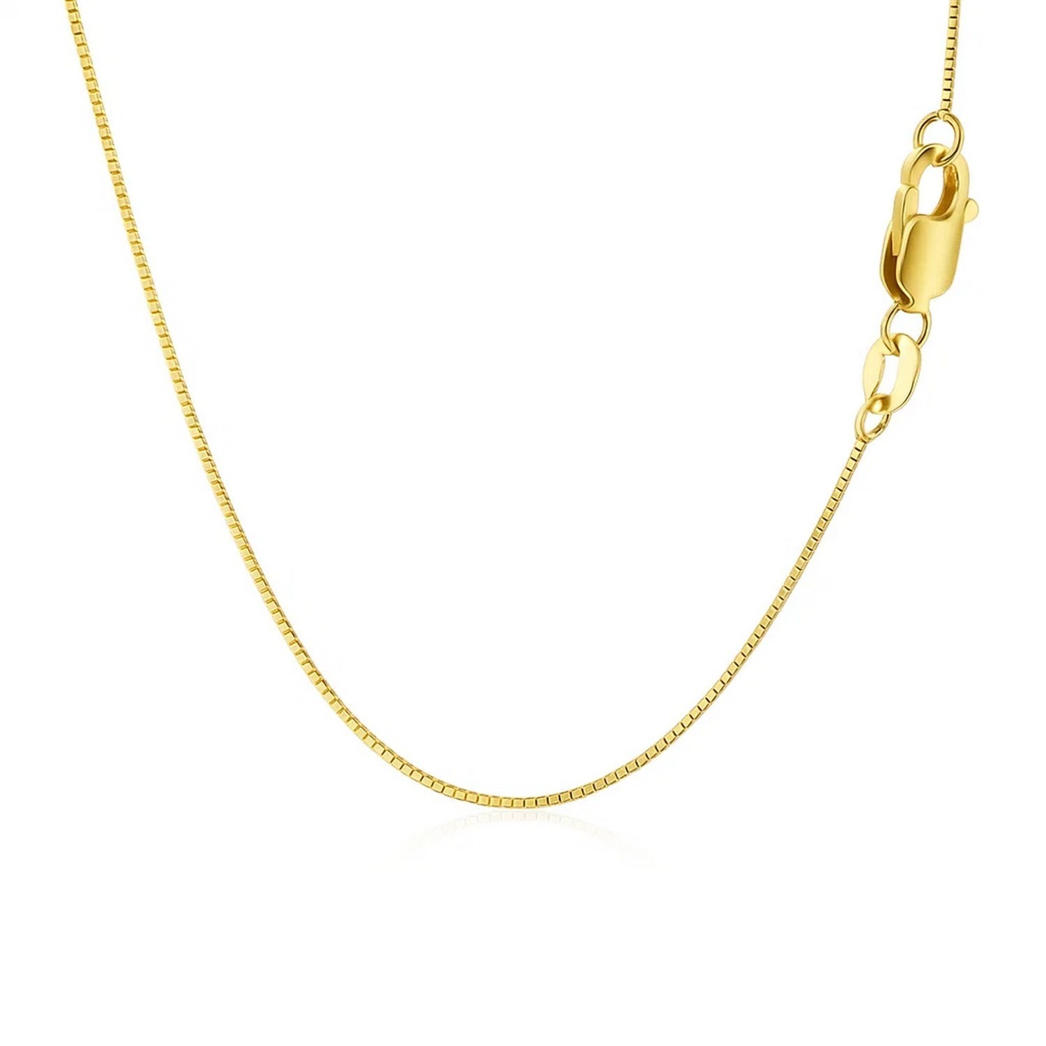 Classic Box Chain, 14K Yellow Gold, Sizes 16-20, 0.45 mm, Dainty, Polished