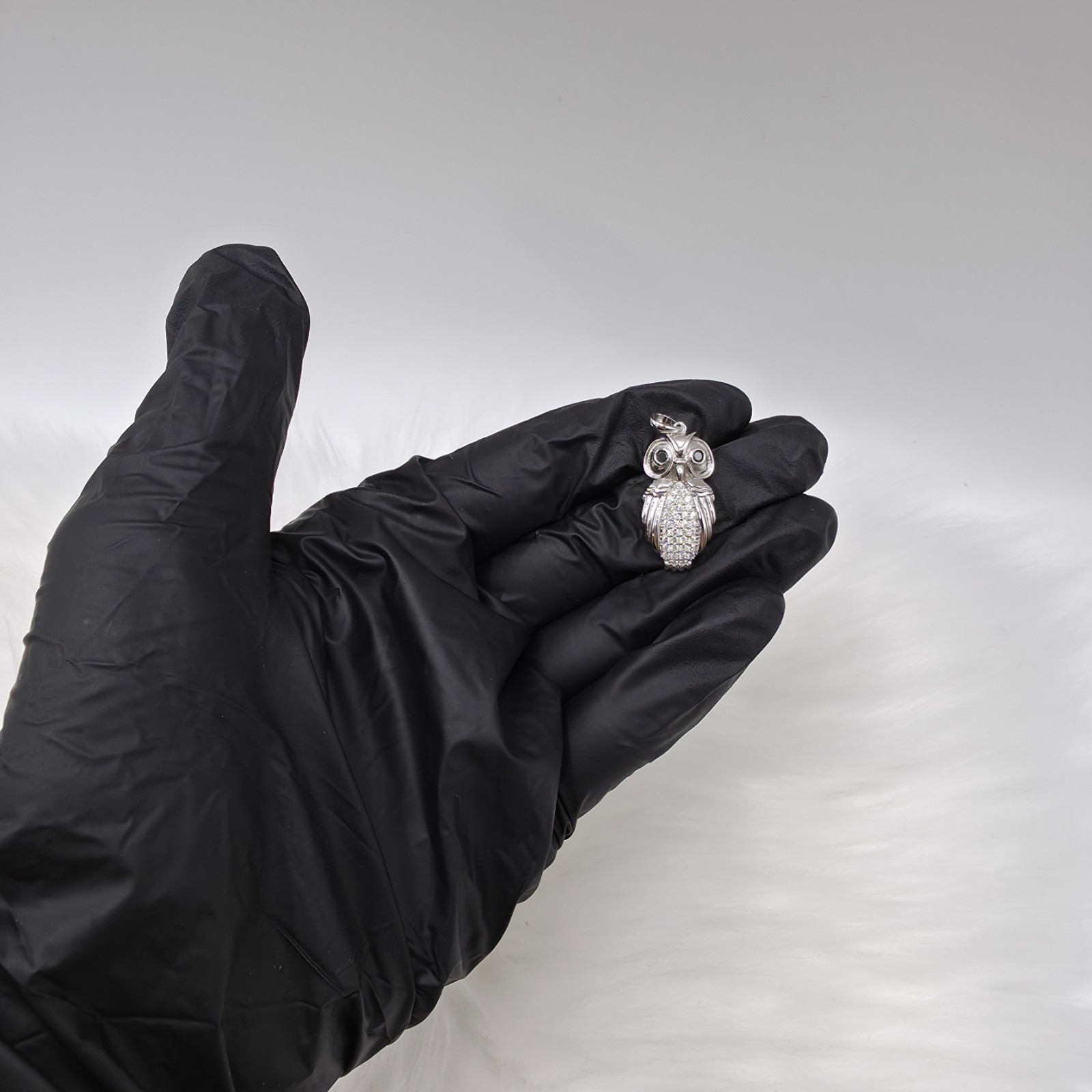 Moissanite Owl Pendant 925 Sterling Silver Cute Animals Bird
