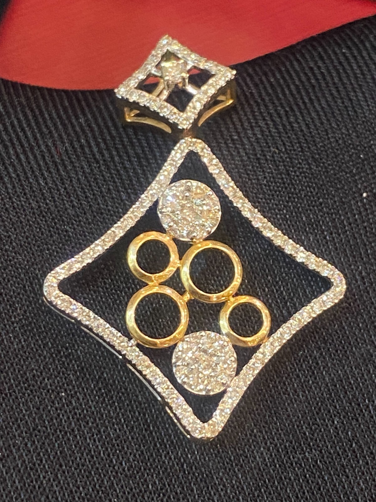 Pave 1.22 Cts Round Brilliant Cut Natural Diamond Pendant In 14K Gold