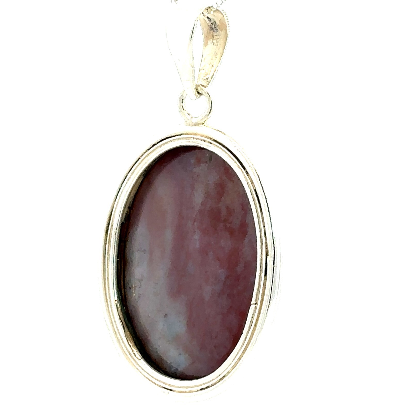 Sterling Silver Agate Pendant (1 3/8 x 2 3/8 Inch)