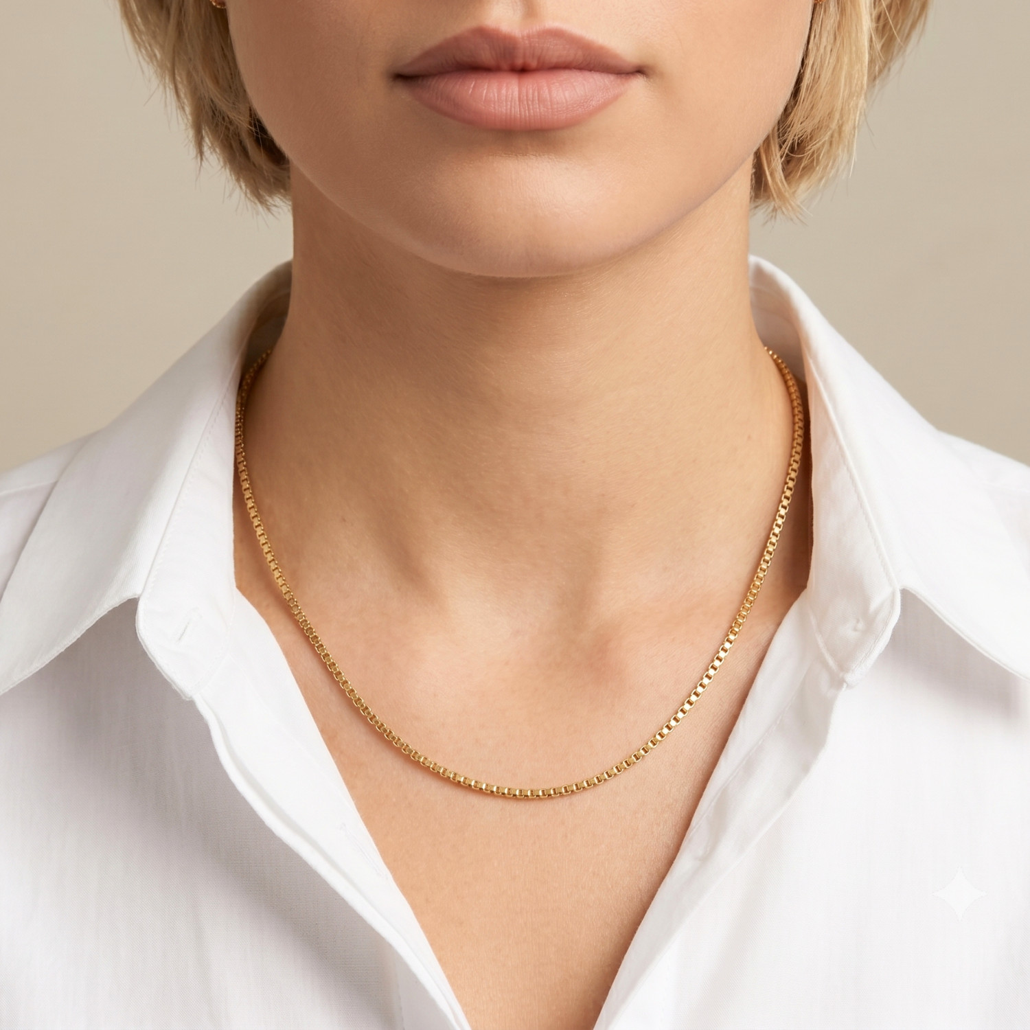 Gold 2mm Diamond-Cut Box Chain Italian Necklace 16″-22″ 925 Sterling Silver