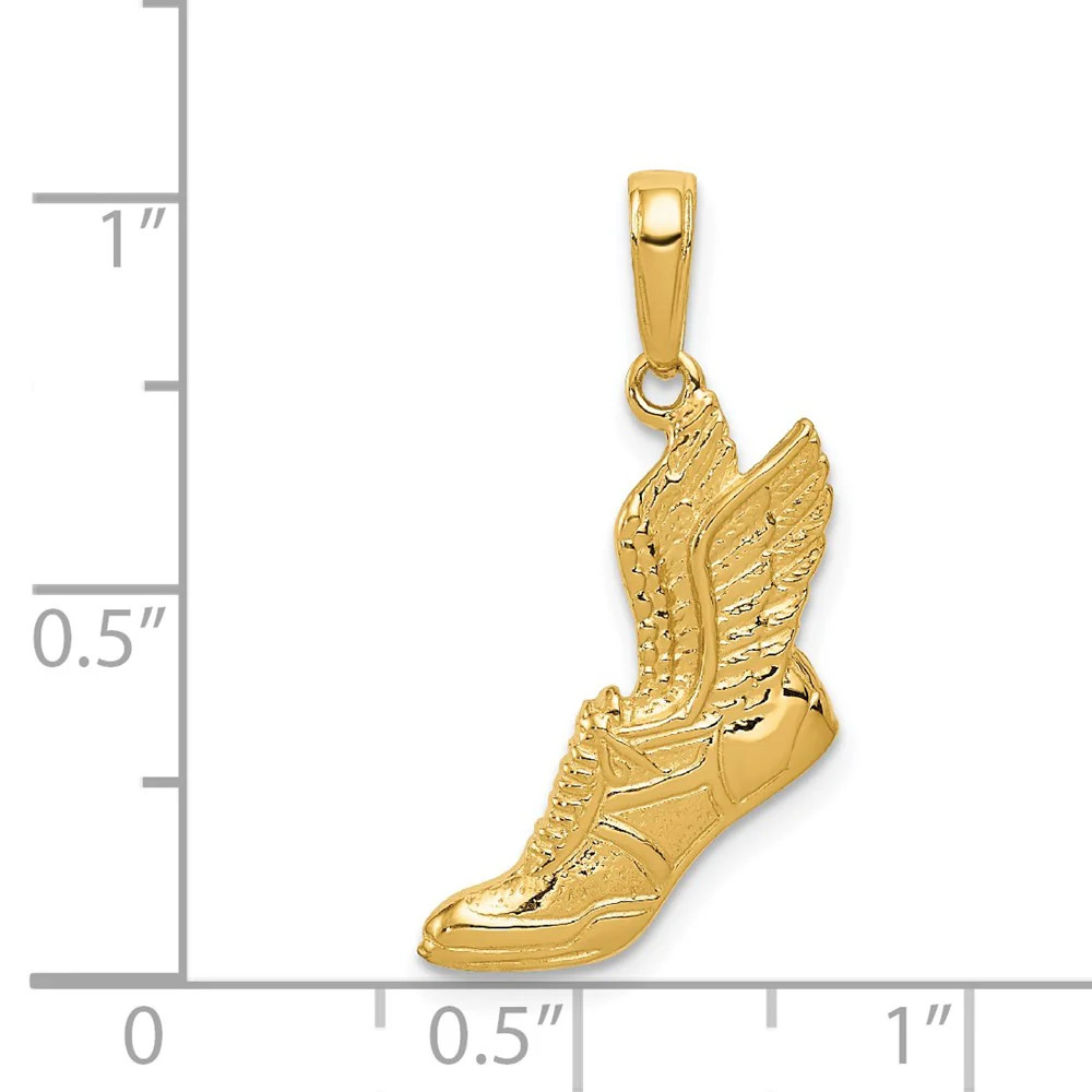 10K / 14K Yellow Gold Polished Running Shoe Pendant