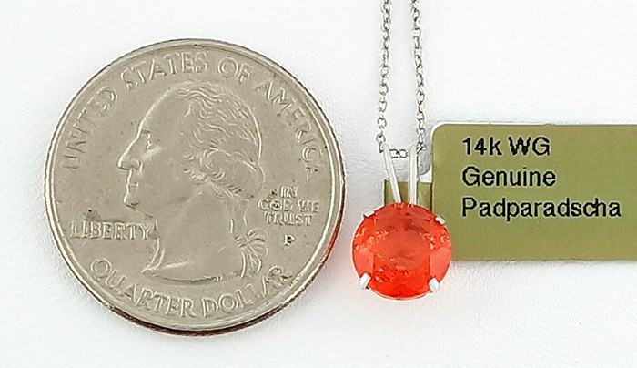 GENUINE 3.26 Cts PADPARADSCHA SAPPHIRE PENDANT 14K WHITE GOLD – Free Certificate