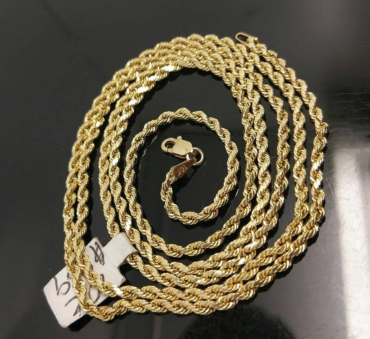 10k Gold Rope Chain 2mm-8mm Necklace 16-30 Inch men women Diamond cut Real Sale