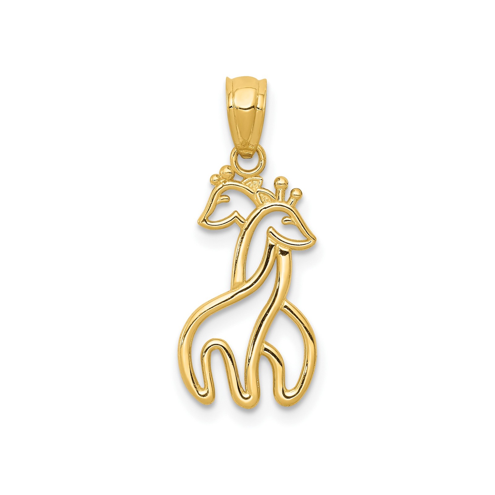 14k Yellow Gold Polished Interlocking Giraffes Pendant Necklace Womens