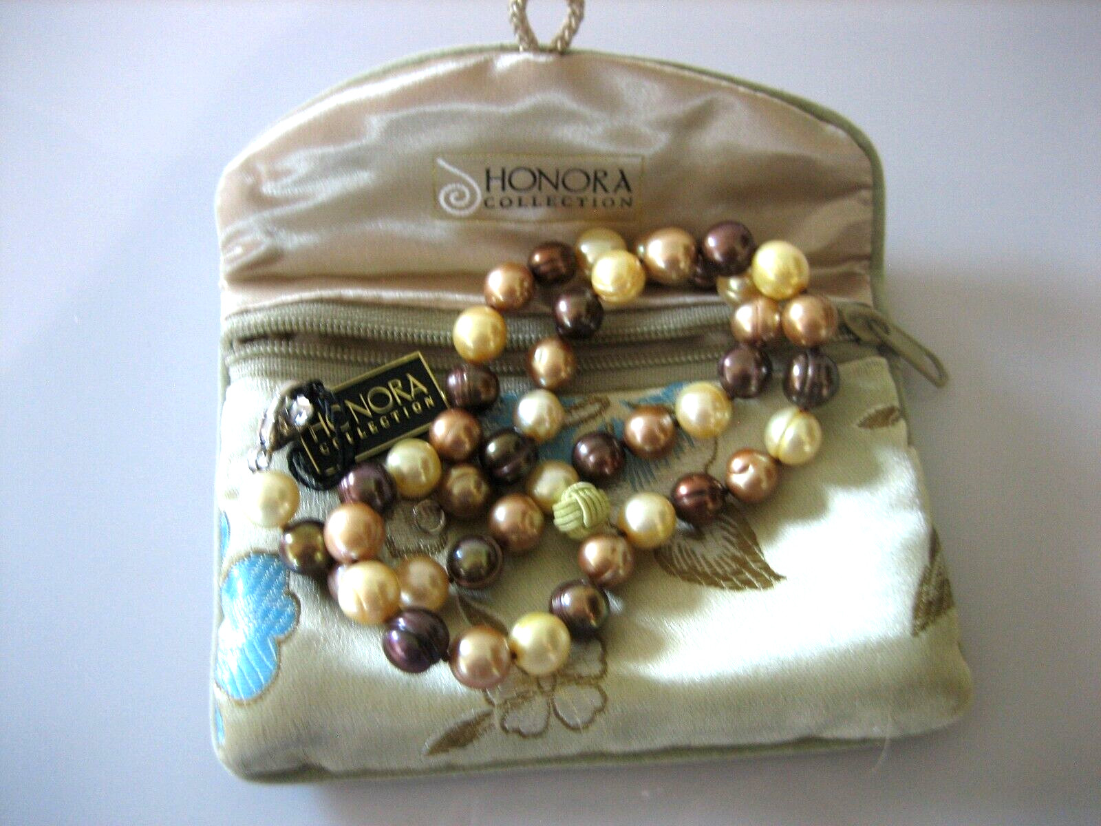 HONORA STERLING SILVER BRONZE, GOLD AND CREAM CIRCLE PEARL 18″ NECKLACE