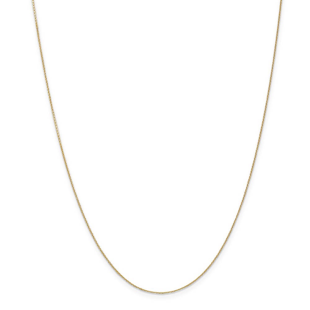 0.65mm, 14k Yellow Gold, Diamond Cut Cable Chain Necklace