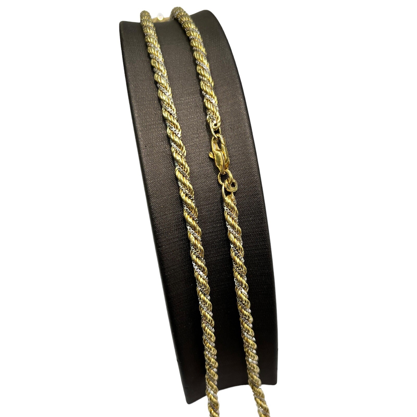 18ct 18K Two Tone Gold Italian Rope Link Chain Necklace 30.54 Grams 70cm. New