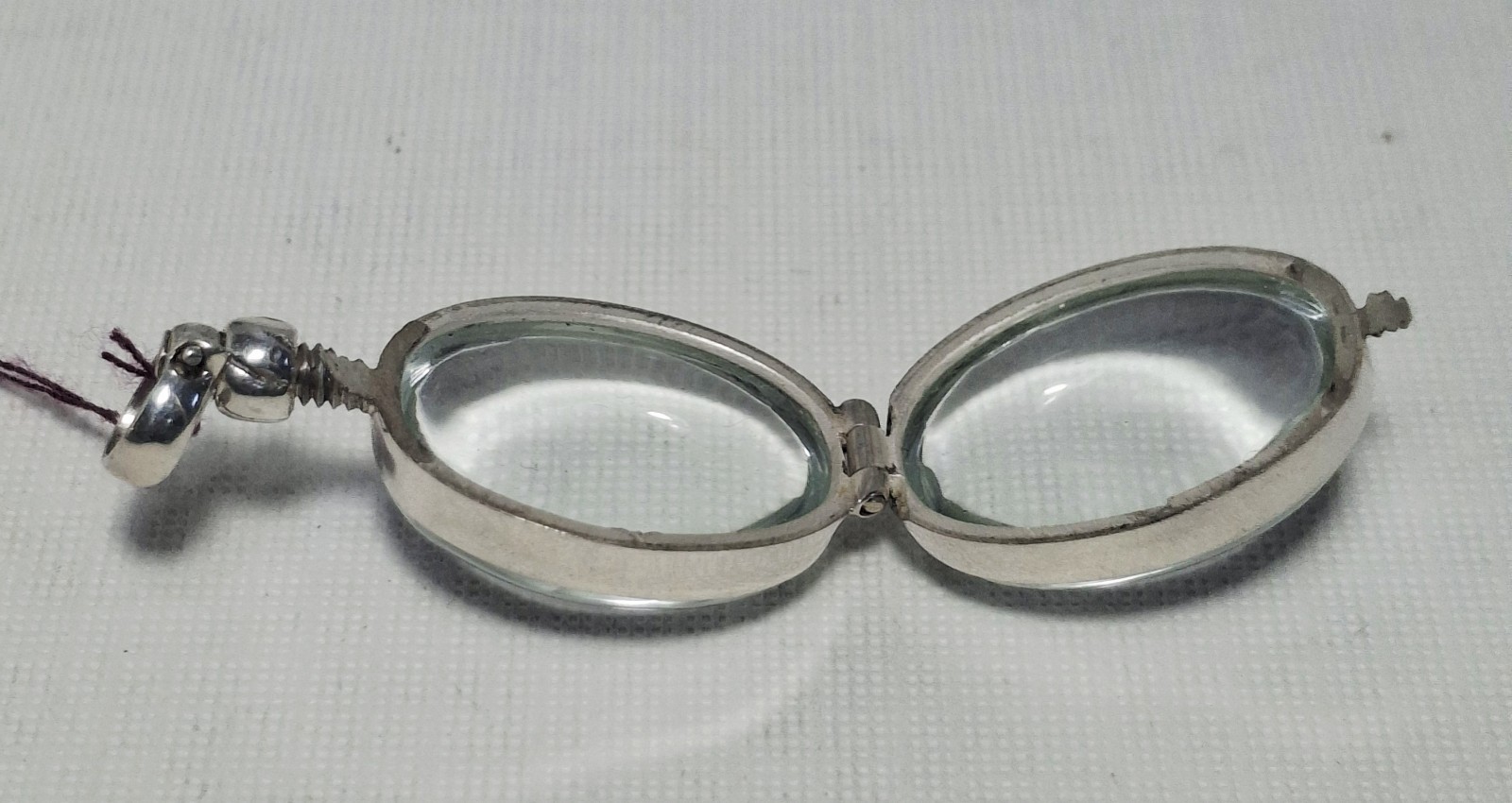 Clear Photo Locket Pendant Oval Clear Sterling Silver Holds 2 Photos