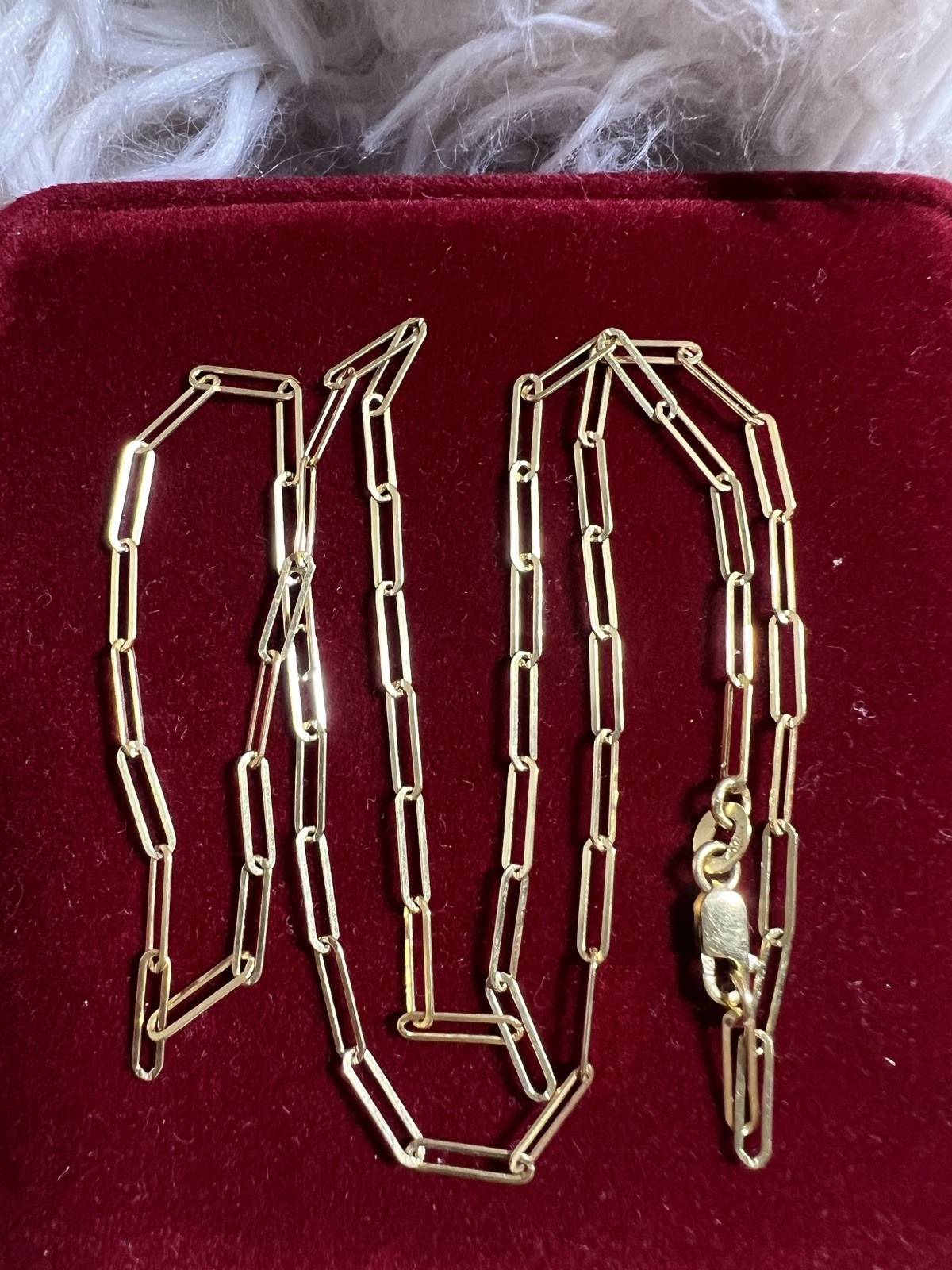Solid 18k Yellow 18k Gold Paper clip Design Size 20” Long