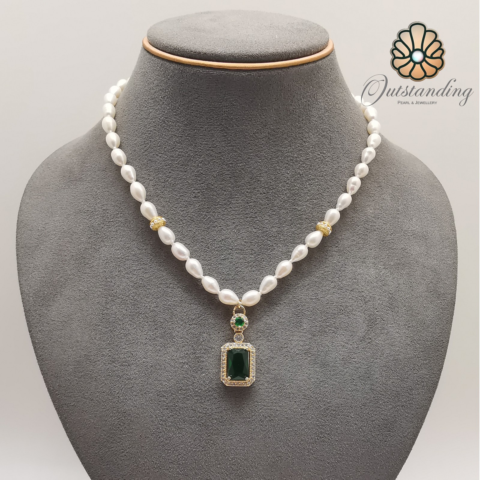 Genuine 7mm Natural White Akoya Pearl Necklace Beads 9ct Gold Filled Emerald