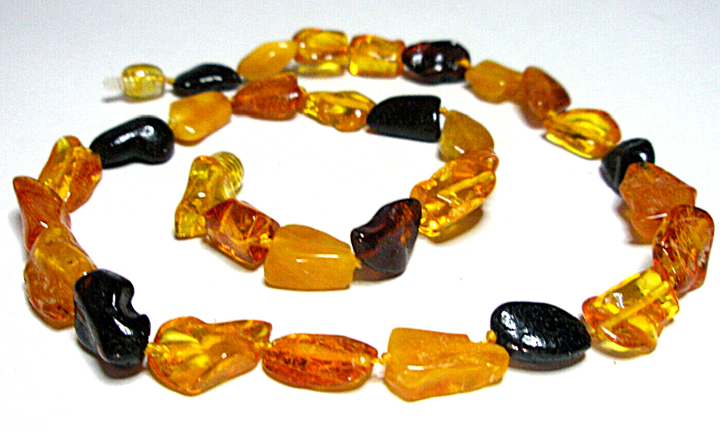 Genuine Baltic Amber Multicolor Women’s Necklace Boho Statement 45 cm – 17.7”