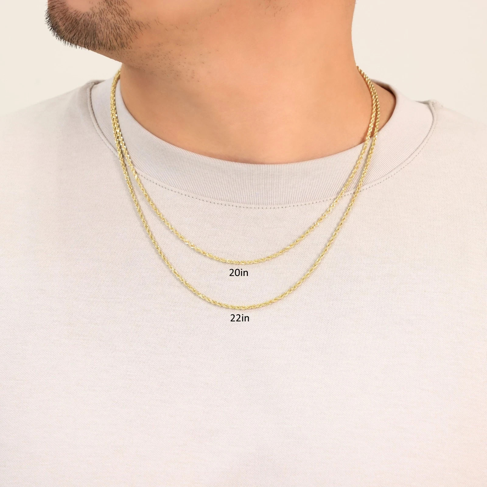 14K Yellow Gold 2mm-Diamond Cut Rope Chain Necklace Men Womens 18″