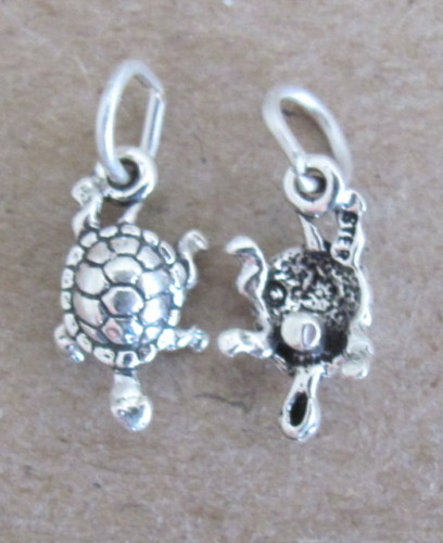 Very small Sterling Silver Turtle mini tiny charm.