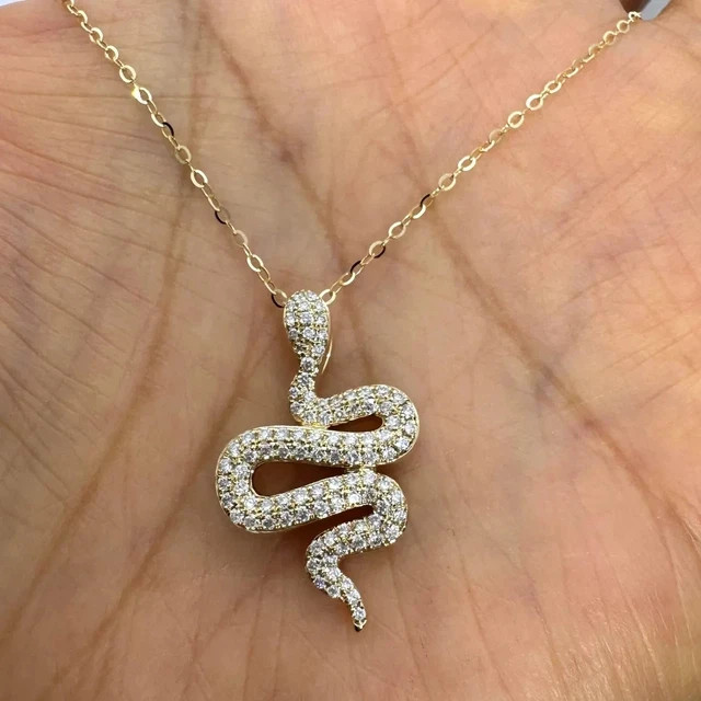 2.25 Ctw Round Lab Created Snake Pendant Necklace 14K Yellow Gold Plated