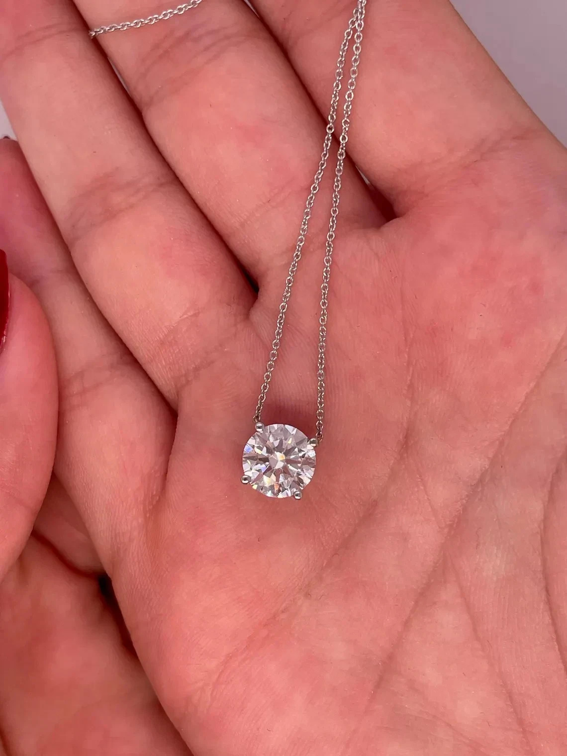 0.50 Ct Round Cut Lab Grown Diamond Solitaire Pendant Chain 925 Sterling Silver